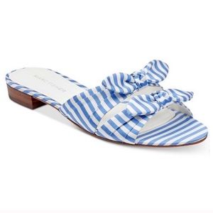 Marc Fisher Blue & White Slip Sandals